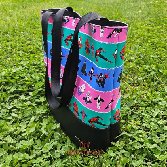 Cartoon Spider Animation Tote Bag Purse Vinyl Grocery Shopping Shoulder Tuesday - Picture 4 of 10